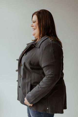 KNIT TAB BUTTON JACKET IN MINERS ORE - Love Marlow