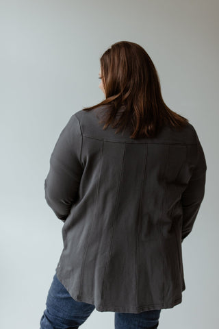 KNIT TAB BUTTON JACKET IN MINERS ORE - Love Marlow