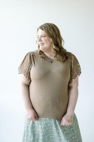 KNIT TEE WITH CROCHET IN ORGANIC - Love Marlow