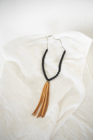 Krista Necklace in Matte Black & Blush - Love Marlow