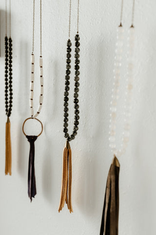 Krista Necklace in Matte Black & Blush - Love Marlow