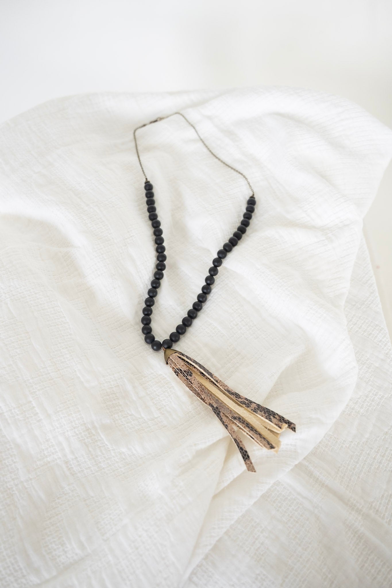 Krista Necklace in Matte Black & Python - Love Marlow