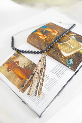 Krista Necklace in Matte Black & Python - Love Marlow