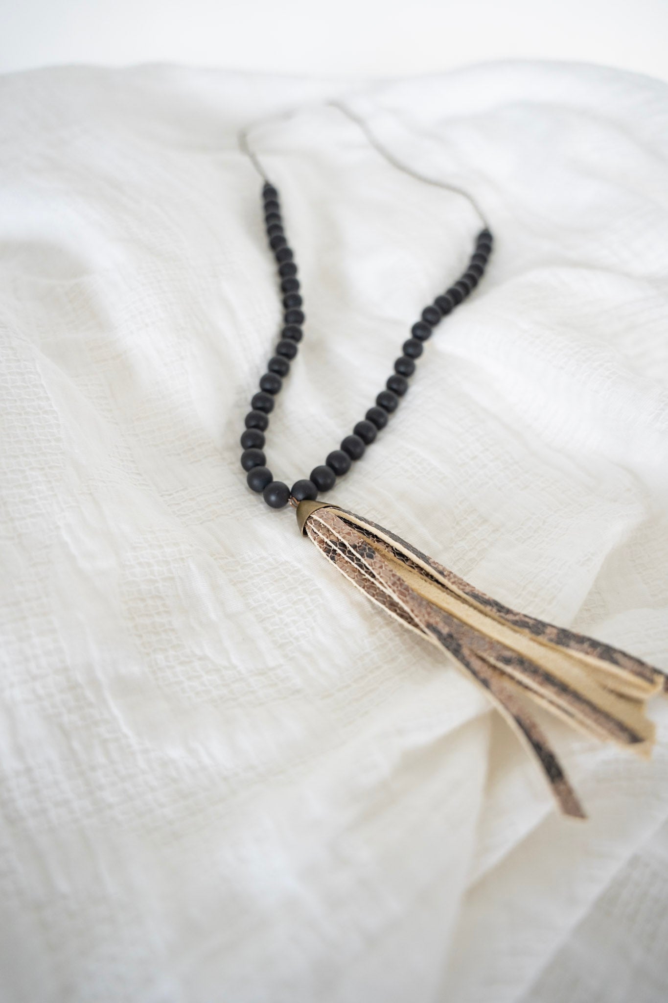 Krista Necklace in Matte Black & Python - Love Marlow