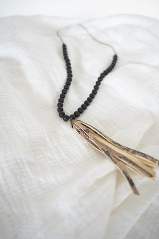Krista Necklace in Matte Black & Python - Love Marlow