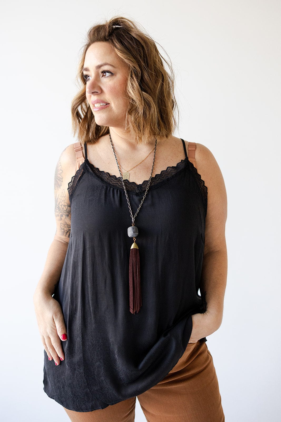 LACE - TRIMMED RACERBACK CAMI - Love Marlow