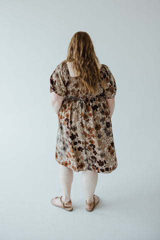LARGE FLORAL SMOCKED BODICE DRESS IN COPPER MEDLEY - Love Marlow