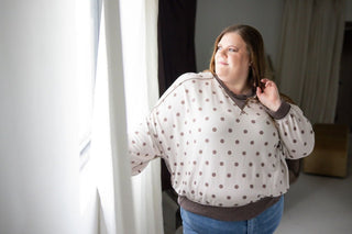 Latte Polka Dot Reverse Stitch Pullover - Love Marlow