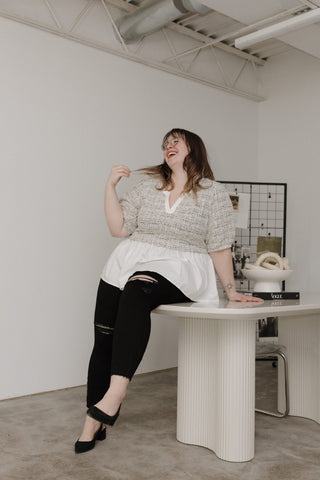 Layered Ruffle Blouse – Off - White Mix - Love Marlow