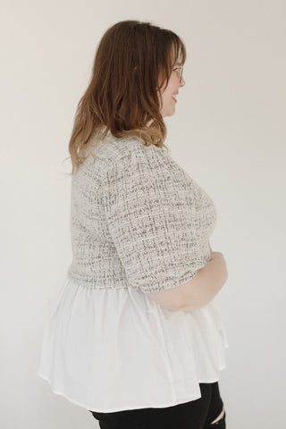 Layered Ruffle Blouse – Off - White Mix - Love Marlow