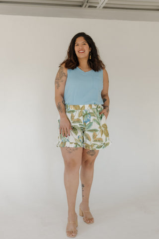 Leaf Printed Drawstring Shorts – Tropical Dream - Love Marlow