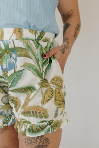 Leaf Printed Drawstring Shorts – Tropical Dream - Love Marlow