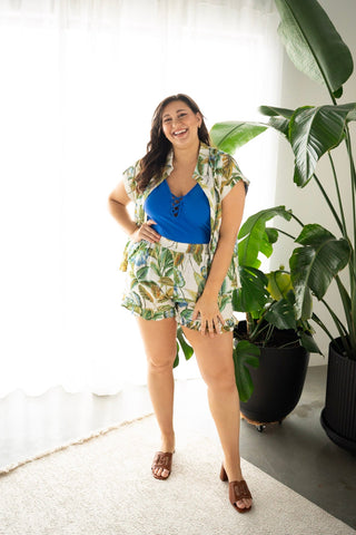 Leaf Printed Drawstring Shorts – Tropical Dream - Love Marlow