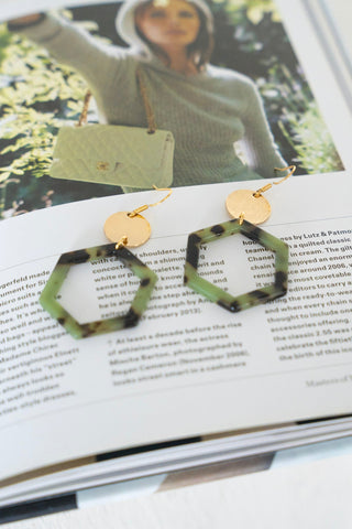 Lennox Earrings in Olive Tortoise - Love Marlow
