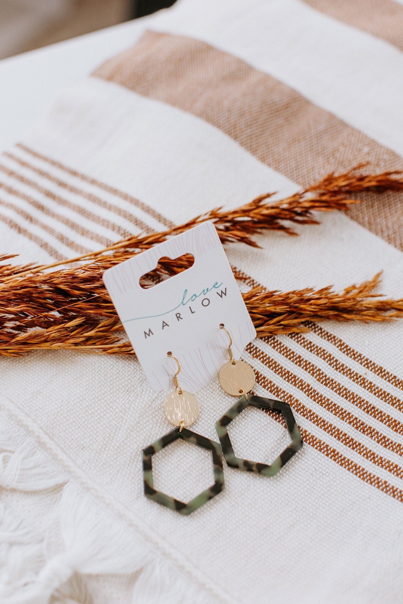 LENNOX EARRINGS IN OLIVE TORTOISE - Love Marlow