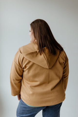LIGHT AS AIR HOODED SNAP JACKET IN DARK CAMEL - Love Marlow