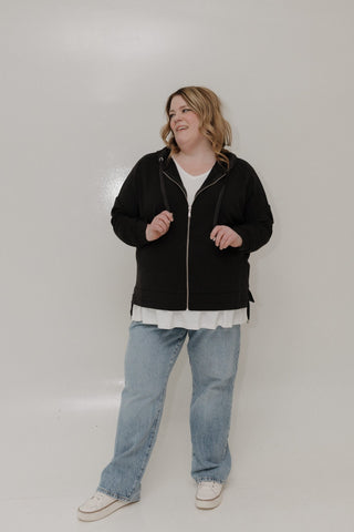 Light As Air Hooded Zip Jacket – Black - Love Marlow