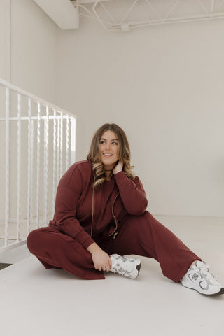 Light As Air Hooded Zip Jacket – Rich Burgundy Wine - Love Marlow