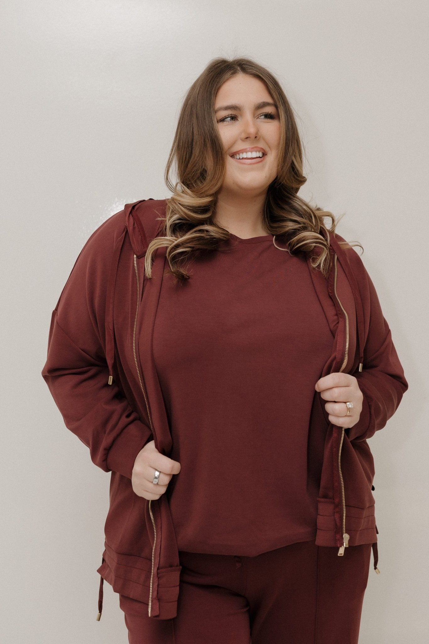 Light As Air Hooded Zip Jacket – Rich Burgundy Wine - Love Marlow