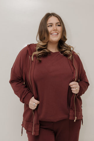 Light As Air Hooded Zip Jacket – Rich Burgundy Wine - Love Marlow
