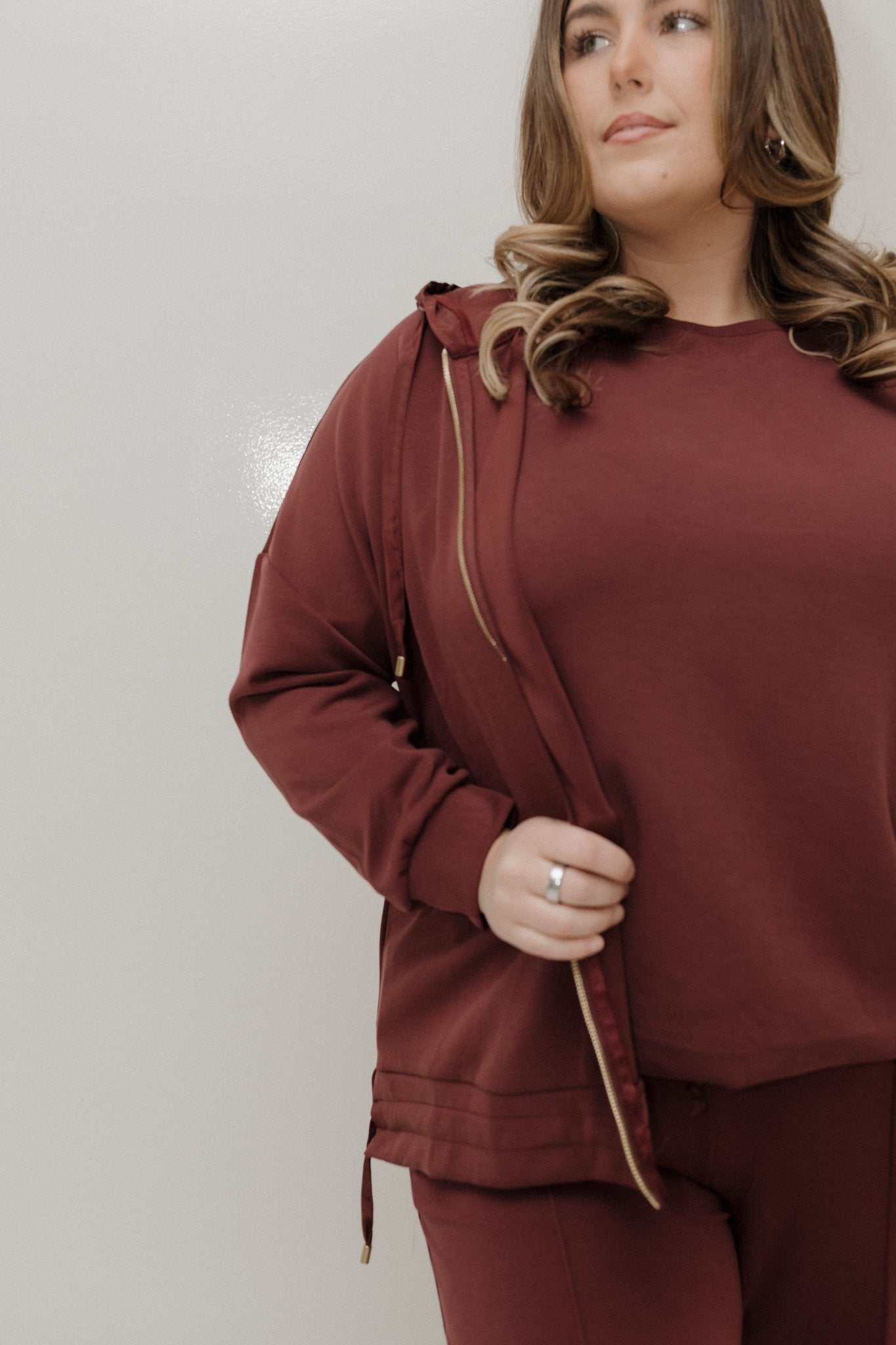 Light As Air Hooded Zip Jacket – Rich Burgundy Wine - Love Marlow