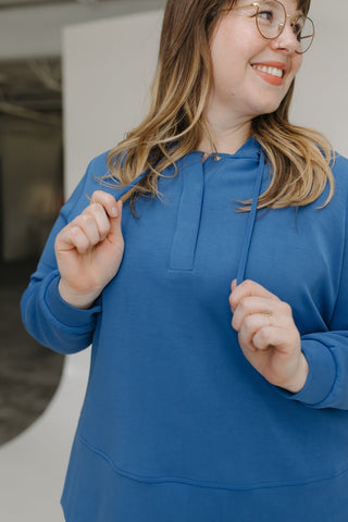 LIGHT AS AIR SPLIT HEM SNAP NECKLINE HOODIE - Love Marlow