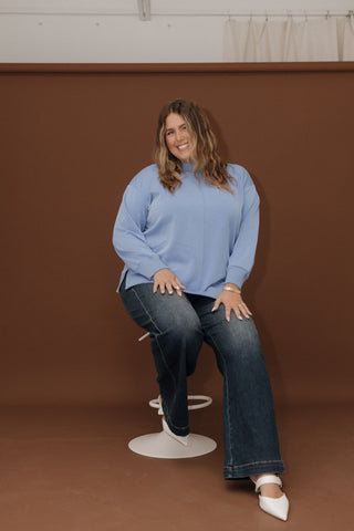 LIGHT AS AIR TURTLENECK IN DUSTY LIGHT BLUE - Love Marlow