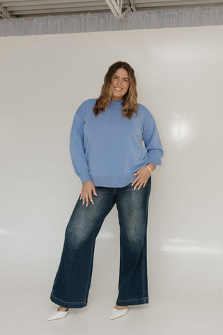 LIGHT AS AIR TURTLENECK IN DUSTY LIGHT BLUE - Love Marlow