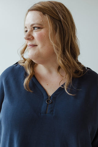 LIGHT TEXTURE TUNIC WITH ZIPPER - Love Marlow