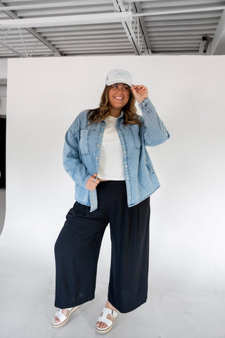 Light Wash Denim Button Down Shirt - Love Marlow
