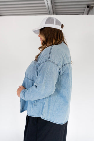 Light Wash Denim Button Down Shirt - Love Marlow