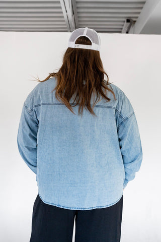 Light Wash Denim Button Down Shirt - Love Marlow