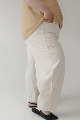 Light Washed Cropped Barrel Pants – Sand - Love Marlow