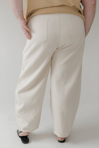 Light Washed Cropped Barrel Pants – Sand - Love Marlow