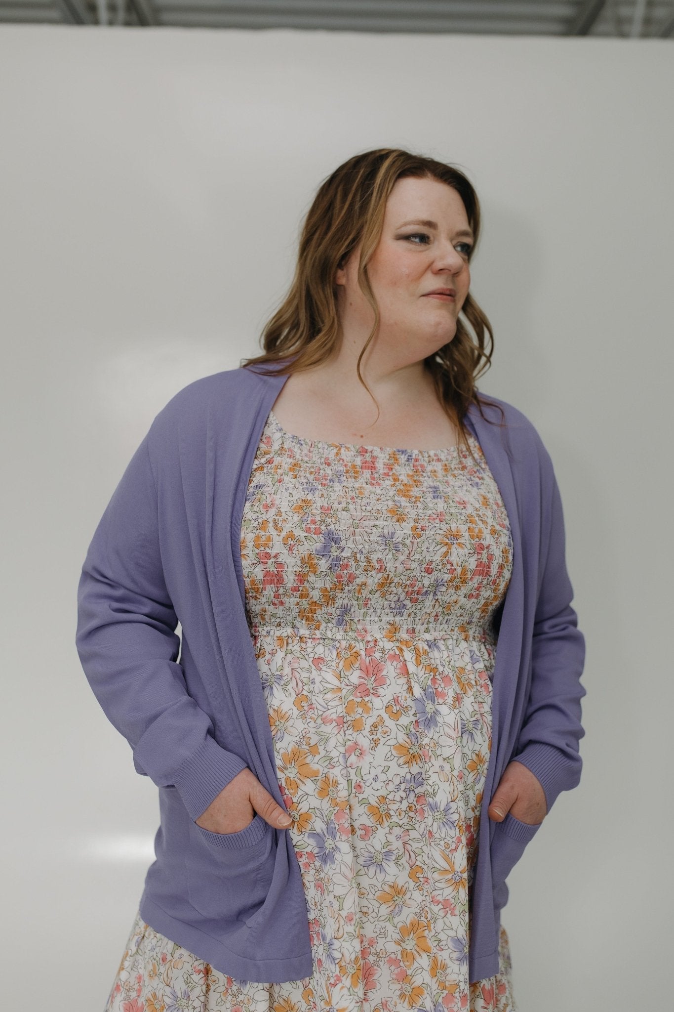 LIGHTWEIGHT CARDIGAN WITH POCKETS IN DEWBERRY - Love Marlow