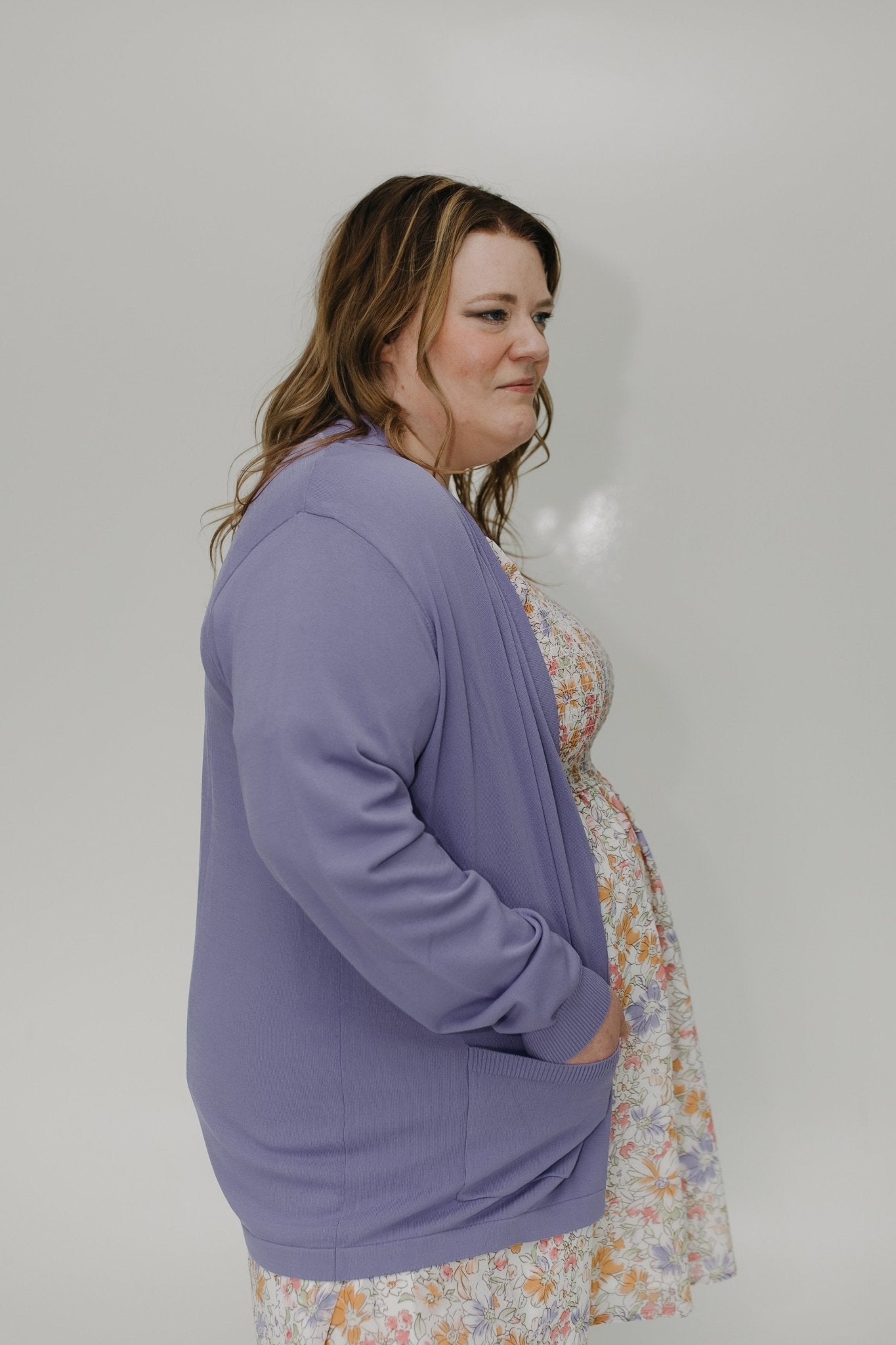 LIGHTWEIGHT CARDIGAN WITH POCKETS IN DEWBERRY - Love Marlow