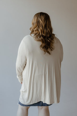 LIGHTWEIGHT LONG - SLEEVED CARDIGAN IN SAND - 26/28 - Love Marlow