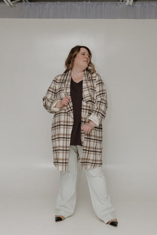 LIGHTWEIGHT PLAID MIDI BLAZER - Love Marlow