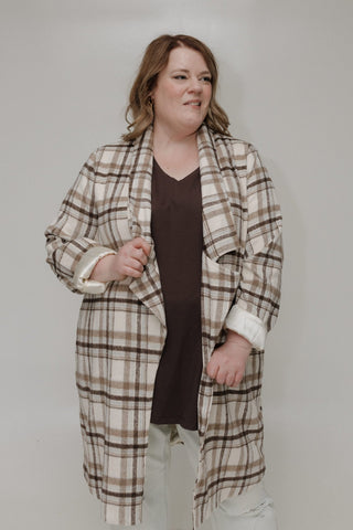 LIGHTWEIGHT PLAID MIDI BLAZER - Love Marlow