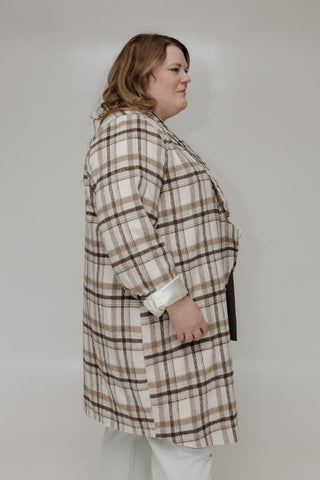 LIGHTWEIGHT PLAID MIDI BLAZER - Love Marlow