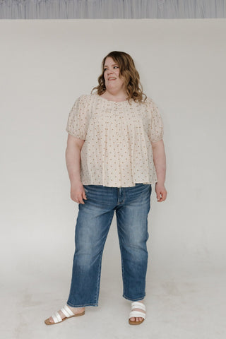 Linen Pintuck Short Sleeve Blouse - Beige - Love Marlow