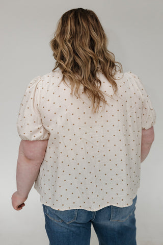 Linen Pintuck Short Sleeve Blouse - Beige - Love Marlow
