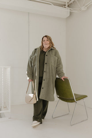 LONG FAUX FUR SHACKET – FROSTY MOSS - Love Marlow