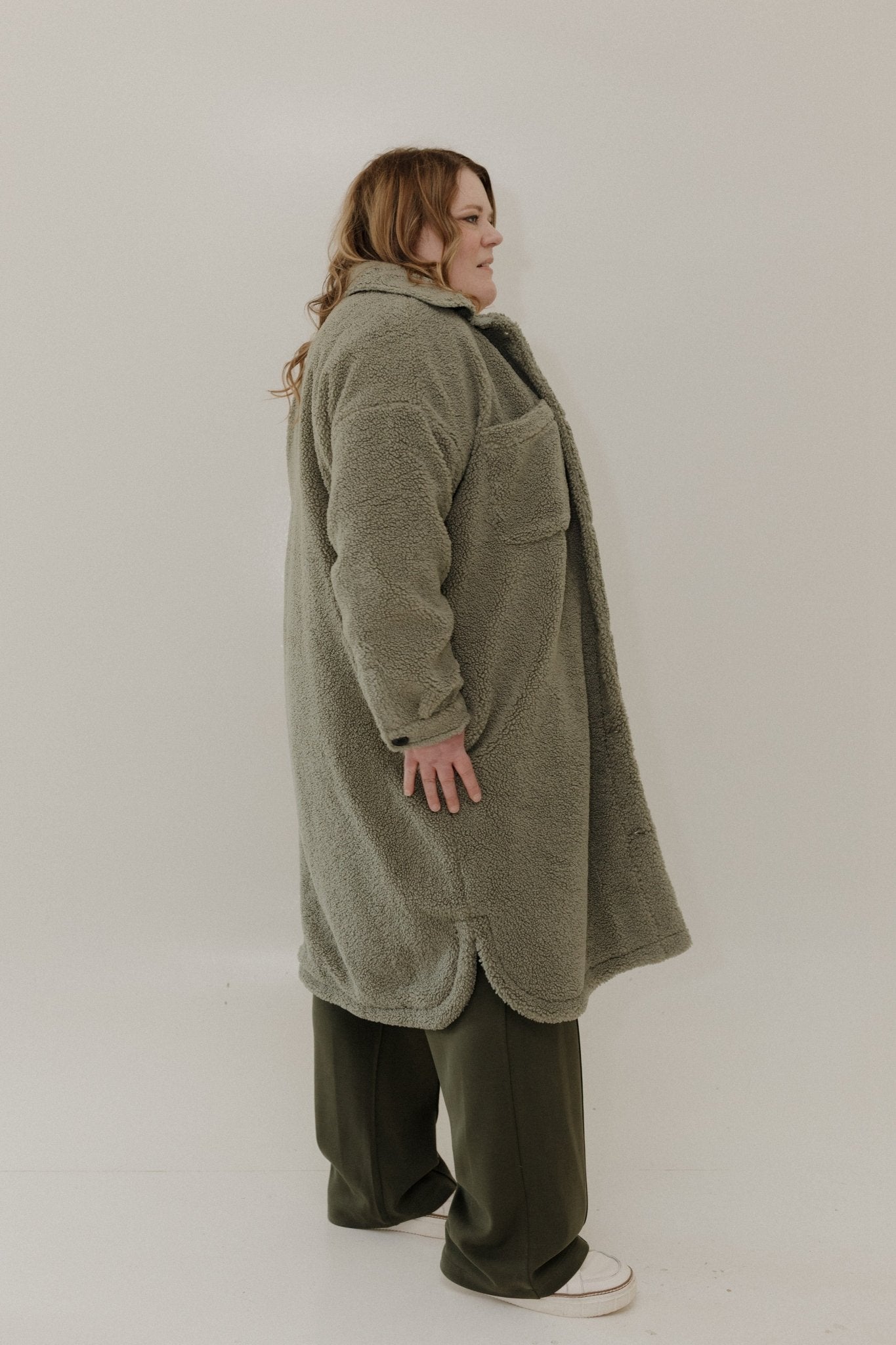 LONG FAUX FUR SHACKET – FROSTY MOSS - Love Marlow