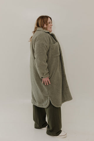LONG FAUX FUR SHACKET – FROSTY MOSS - Love Marlow