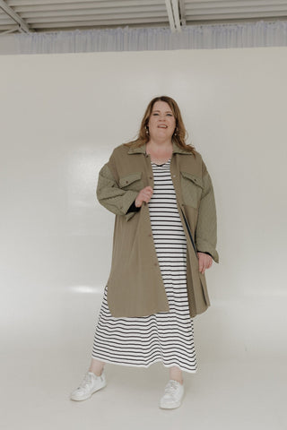 LONG SHACKET WITH QUILTED DETAILS - Love Marlow