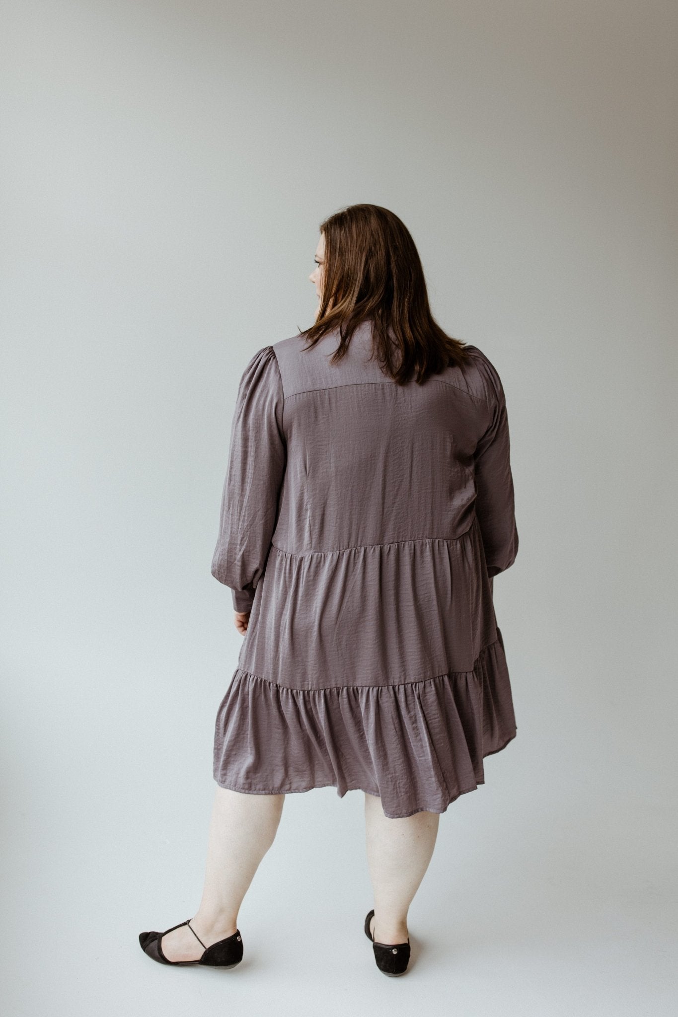 LONG SLEEVE TIERED SKIRT MIDI DRESS IN North STAR 20 / North STAR / Final Sale