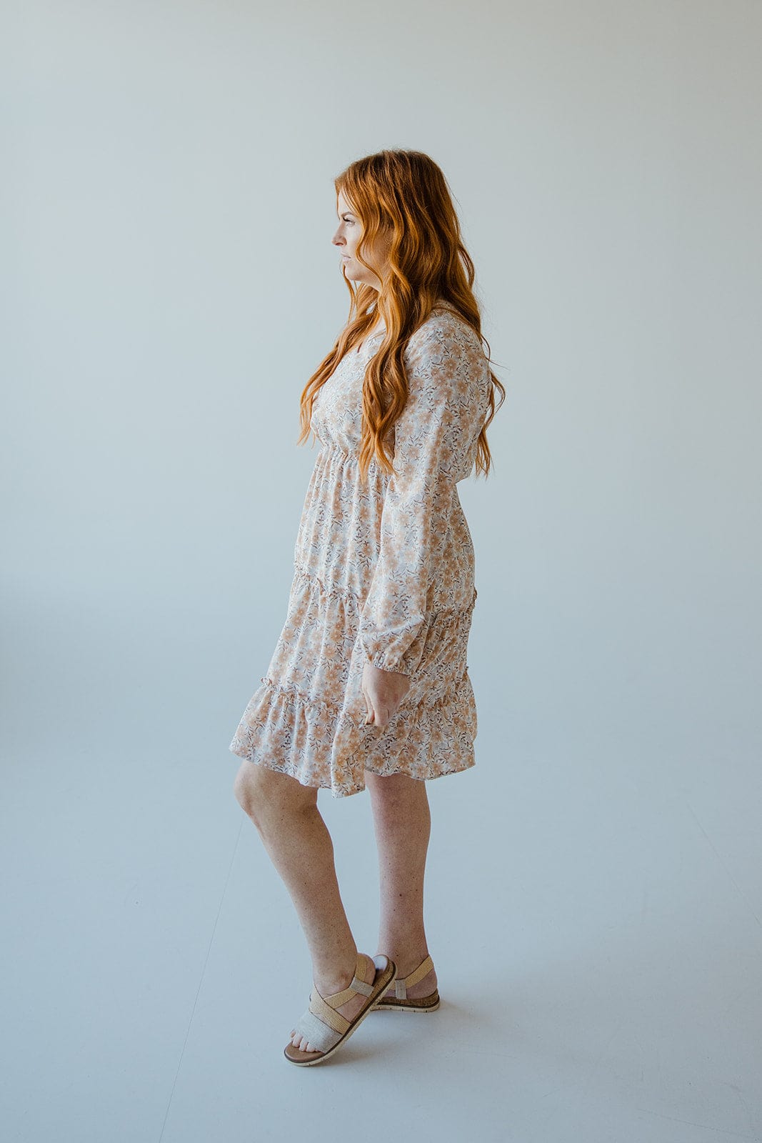 LONG - SLEEVED BOHO DRESS IN DESERT TAUPE - Love Marlow