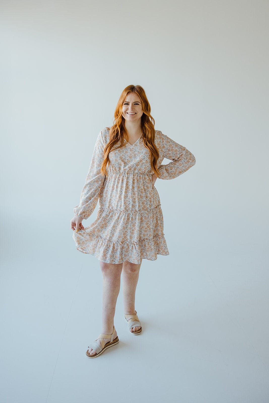 LONG - SLEEVED BOHO DRESS IN DESERT TAUPE - Love Marlow