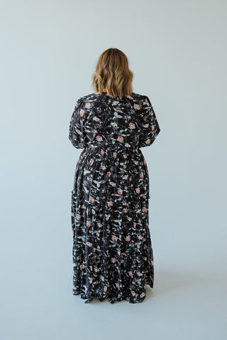 LONG - SLEEVED BOHO FLOOR LENGTH DRESS IN VINTAGE ROSE - Love Marlow